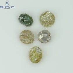 1.08 CT /5 Pcs Uncut Shape Mix Color Natural Loose Diamond I3 Clarity (4.17 MM)