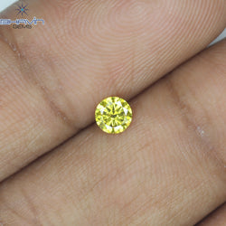 0.18 CT Round Shape Natural Diamond Vivid Yellow (Canary) Color SI1 Clarity (3.58 MM)