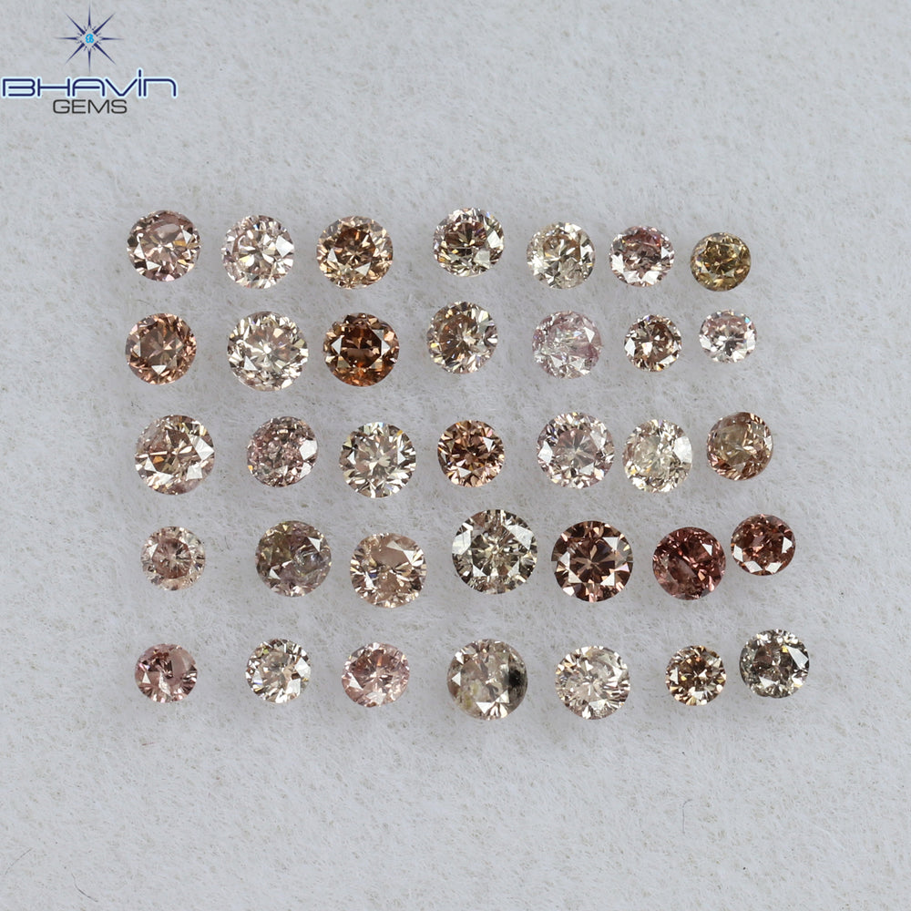0.69 CT/48 Pcs Round Shape Natural Loose Diamond Pink (Argyle) Color SI Clarity (1.70 MM)
