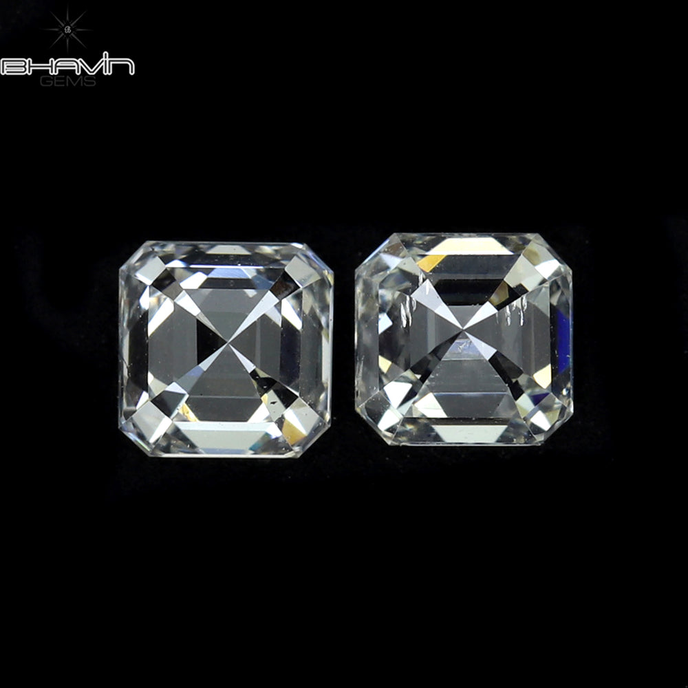 0.30 CT/2 Pcs Asscher Shape White (G+) Color Natural Loose Diamond VVS-VS Clarity (3.00 MM)