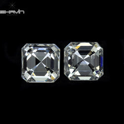 0.30 CT/2 Pcs Asscher Shape White (G+) Color Natural Loose Diamond VVS-VS Clarity (3.00 MM)