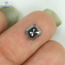1.00 CT アッシャー シェイプ ナチュラル ダイヤモンド ソルト アンド ペッパー カラー I3 クラリティ (5.72 MM)