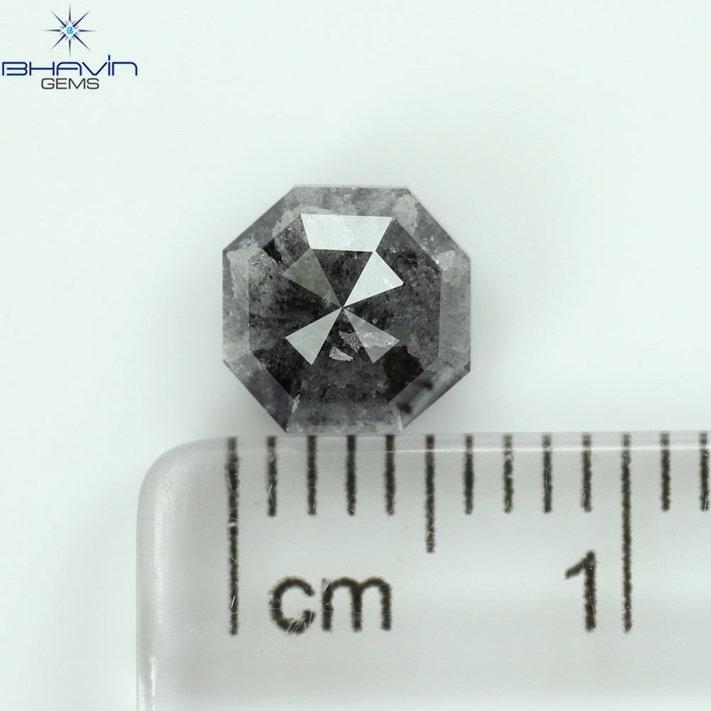 1.50 CT エメラルド シェイプ ナチュラル ルース ダイヤモンド ソルト アンド ペッパー カラー I3 クラリティ (6.38 MM)