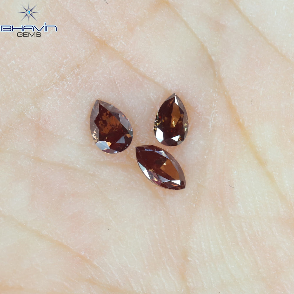 0.20 CT/3 Pcs Mix Shape Natural Diamond Pink Color VS2 Clarity (3.63 MM)
