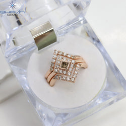 Princess Diamond Natural Diamond Ring Brown Color Gold Ring Engagement Ring