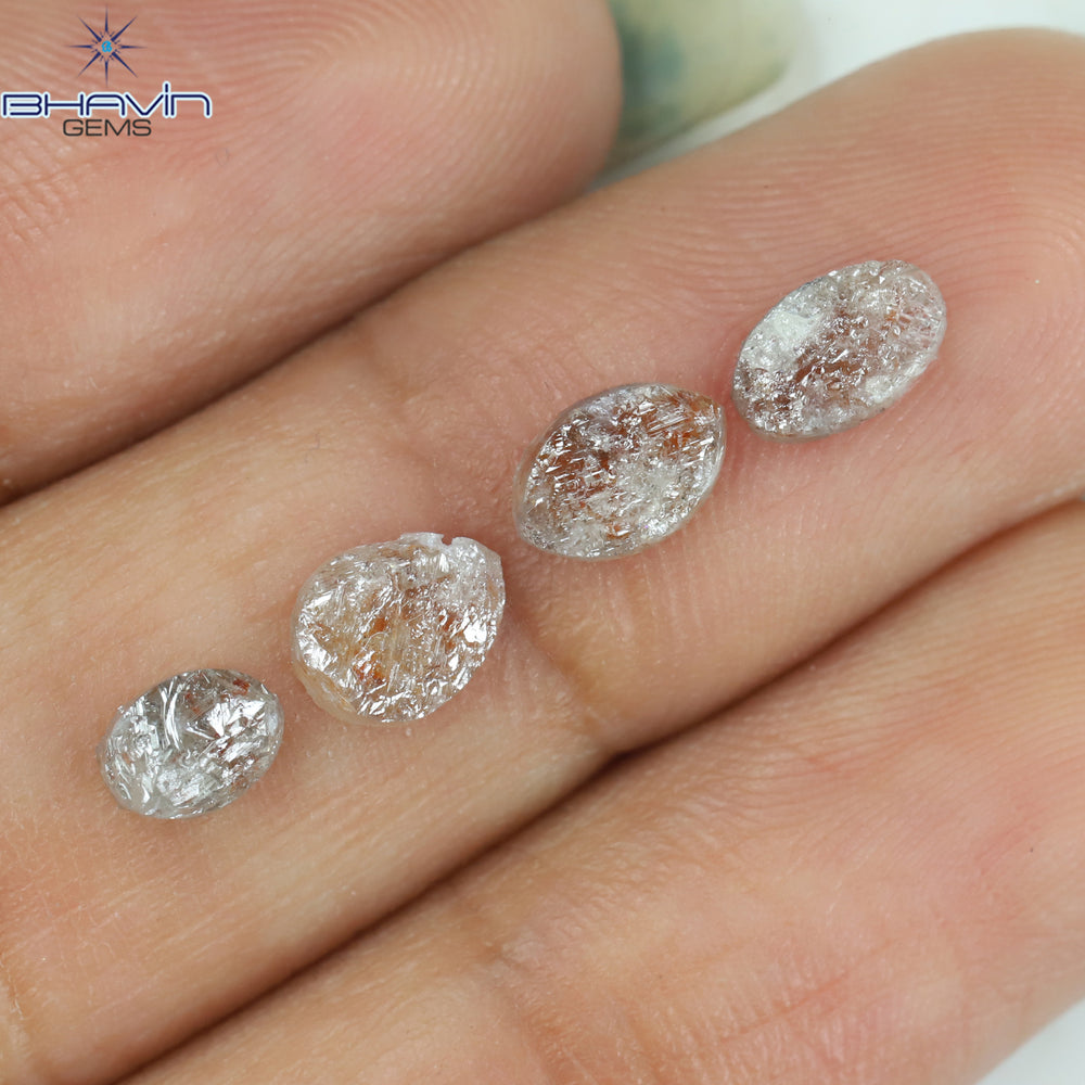 1.85 CT /4 Pcs Uncut Shape Brown Natural Loose Diamond I3 Clarity (6.48 MM)