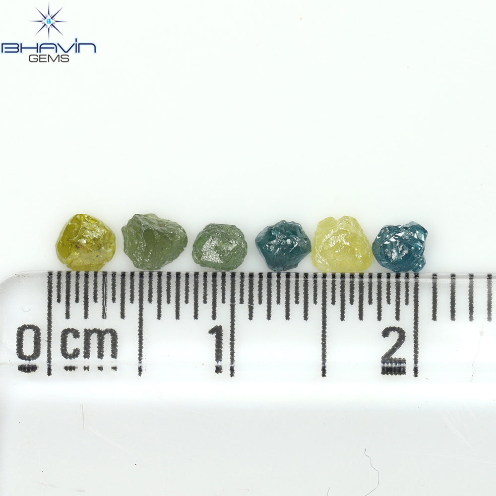 0.67 CT/6 PCS Rough Shape Enhanced Mix Color Natural Diamond I3 Clarity (3.27 MM)