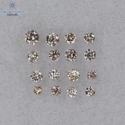 0.09 CT/16 Pcs Round Shape Natural Loose Diamond Brown Pink Argyle Color VS2 Clarity (1.40 MM)