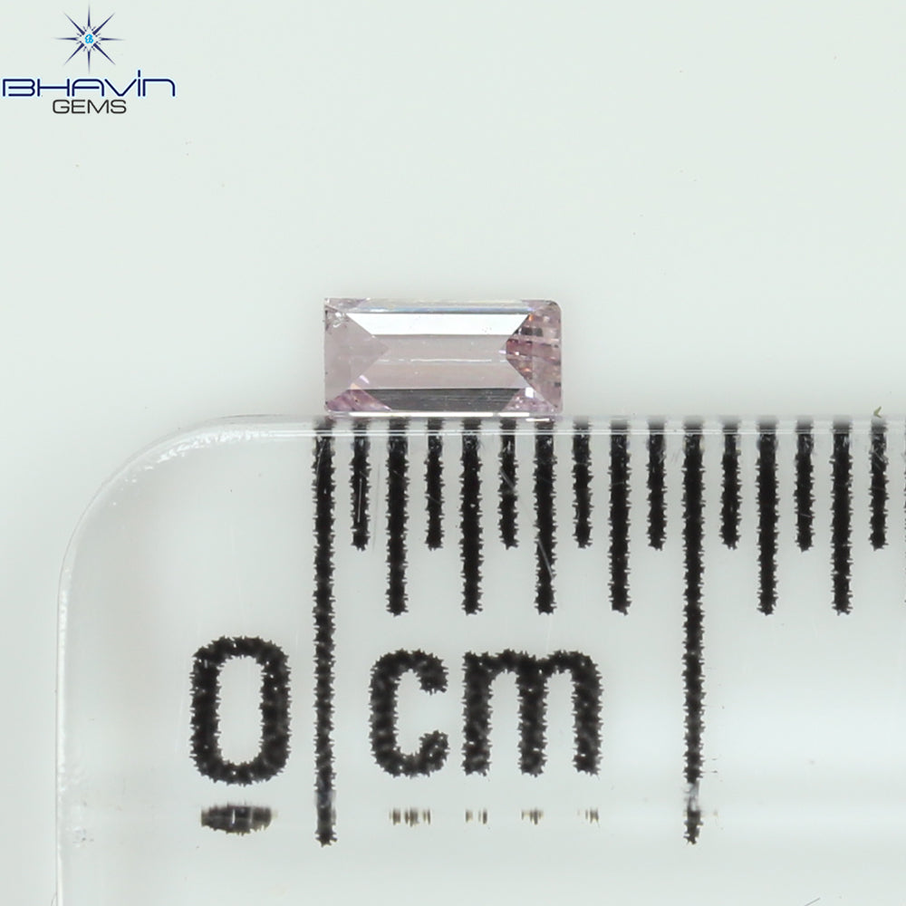 0.05 CT Baguette Shape Natural Diamond Pink Color VS2 Clarity (3.22 MM)