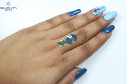 1.38 CT/3 Pcs Slice Shape Natural Diamond Blue Green Color I3 Clarity (9.53 MM)