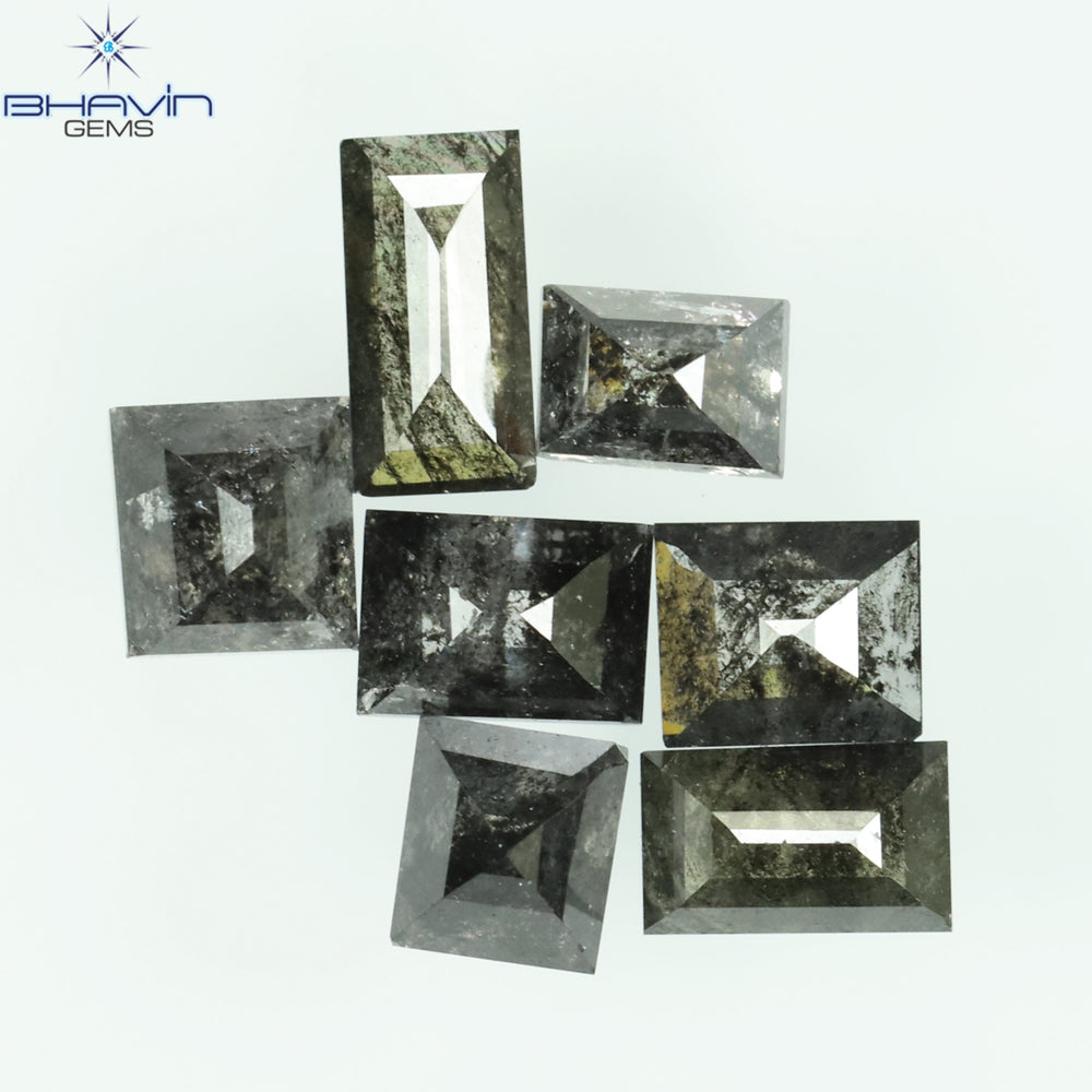 0.92 CT/7 Pcs, Baguette Diamond, Salt And Pepper Color, I3 Clarity