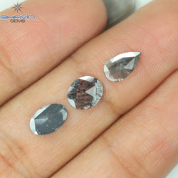 0.97 CT/3 Pcs Mix Slice Shape Natural Diamond  Salt And Pepper Color I3 Clarity (7.50 MM)