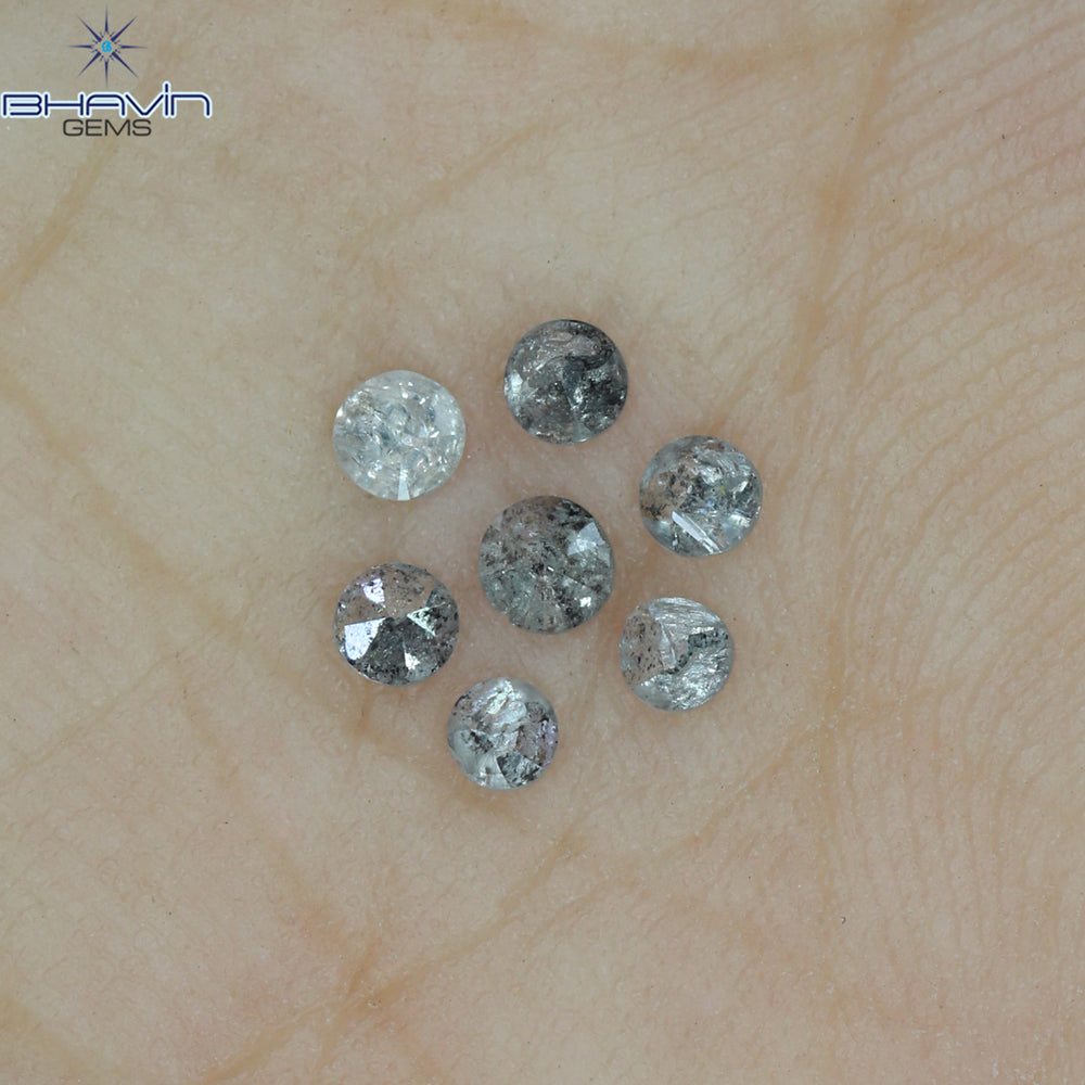 0.31 CT/7 Pcs Uncut Shape Salt And Pepper Color Natural Loose Diamond I3 Clarity (2.28 MM)