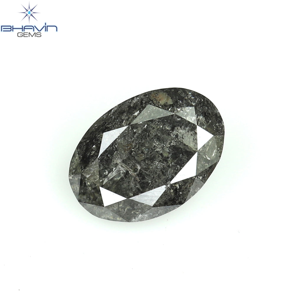 0.50 CT Oval Shape Natural Diamond Salt And Pepper Color I3 Clarity (5.86 MM)