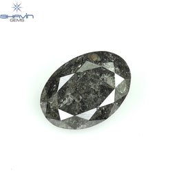0.50 CT Oval Shape Natural Diamond Salt And Pepper Color I3 Clarity (5.86 MM)