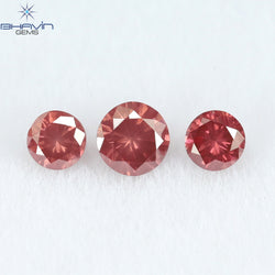 0.28 CT/3 PCS Round Diamond Pink Color Natural Diamond I1 Clarity (3.25 MM)