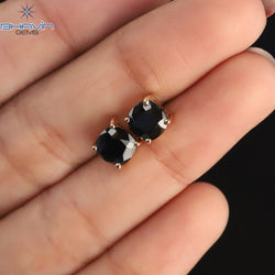 Cushion Diamond Black Natural Diamond Pendant-Earring Rose Gold Bridal Necklace