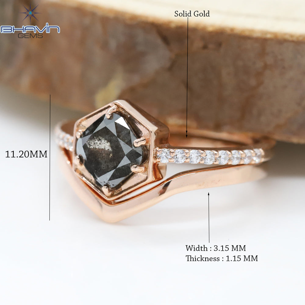 Cushion Diamond, Salt and Pepper Diamond, Natural Diamond Ring, Engagement Ring, Wedding Ring