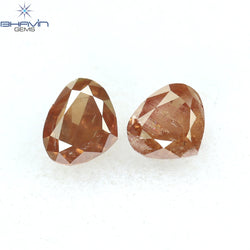 0.51 CT/2 Pcs Heart Shape Natural Loose Diamond Pink Color I2 Clarity (4.22 MM)