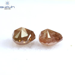 0.51 CT/2 Pcs Heart Shape Natural Loose Diamond Pink Color I2 Clarity (4.22 MM)