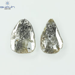1.35 CT/2 Pcs Slice Shape Natural Diamond Salt And Pepper Color I3 Clarity (9.55 MM)