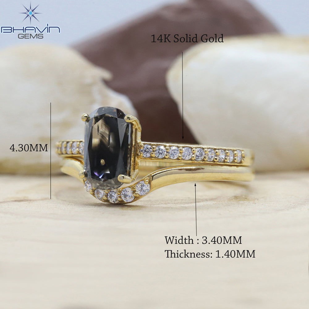 Oval Diamond Gray Diamond Natural Diamond Ring  Engagement Ring Wedding Ring