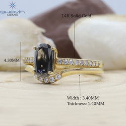 Oval Diamond Gray Diamond Natural Diamond Ring  Engagement Ring Wedding Ring