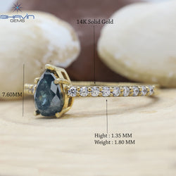 Pear Diamond, Blue Diamond, Gold Ring, Natural Diamond Ring, Engagement Ring, Wedding Ring, Diamond Ring