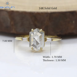 Hexagon Diamond Salt And Pepper Diamond Natural Diamond Ring Gold Ring Engagement Ring