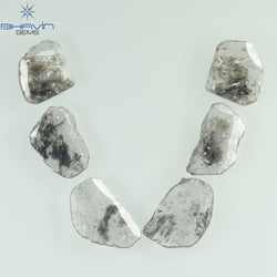 2.48 CT/6 Pcs Slice Shape Natural Diamond Salt And Pepper Color I3 Clarity (9.15 MM)