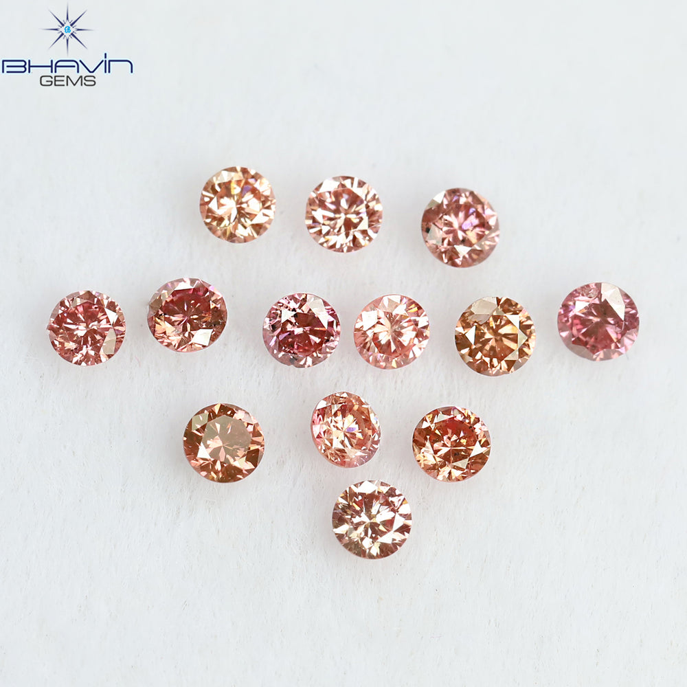 0.33 CT/13 Pcs Round Shape Natural Loose Diamond Pink Color SI Clarity (1.90 MM)