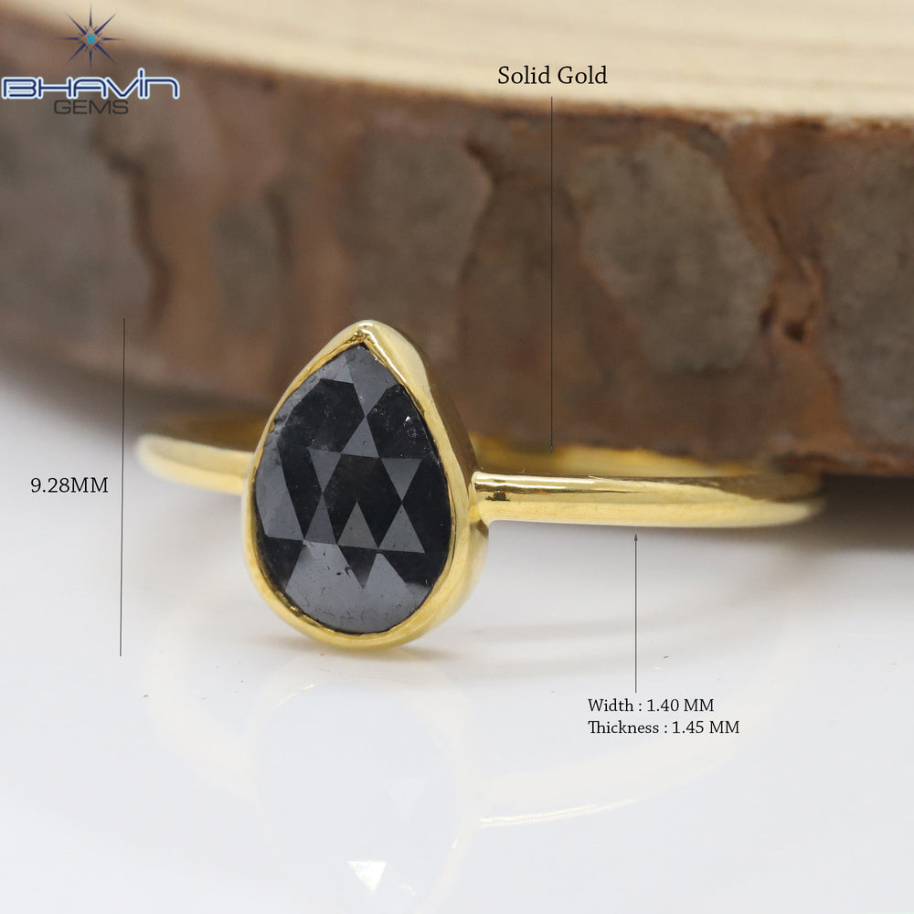 Pear Diamond, Natural Diamond Ring, Salt And Papper Diamond, Gold Ring, Engagement, Wedding Ring, Diamond Ring
