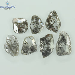 2.23 CT/7 Pcs Slice Shape Natural Diamond Salt And Pepper Color I3 Clarity (9.06 MM)