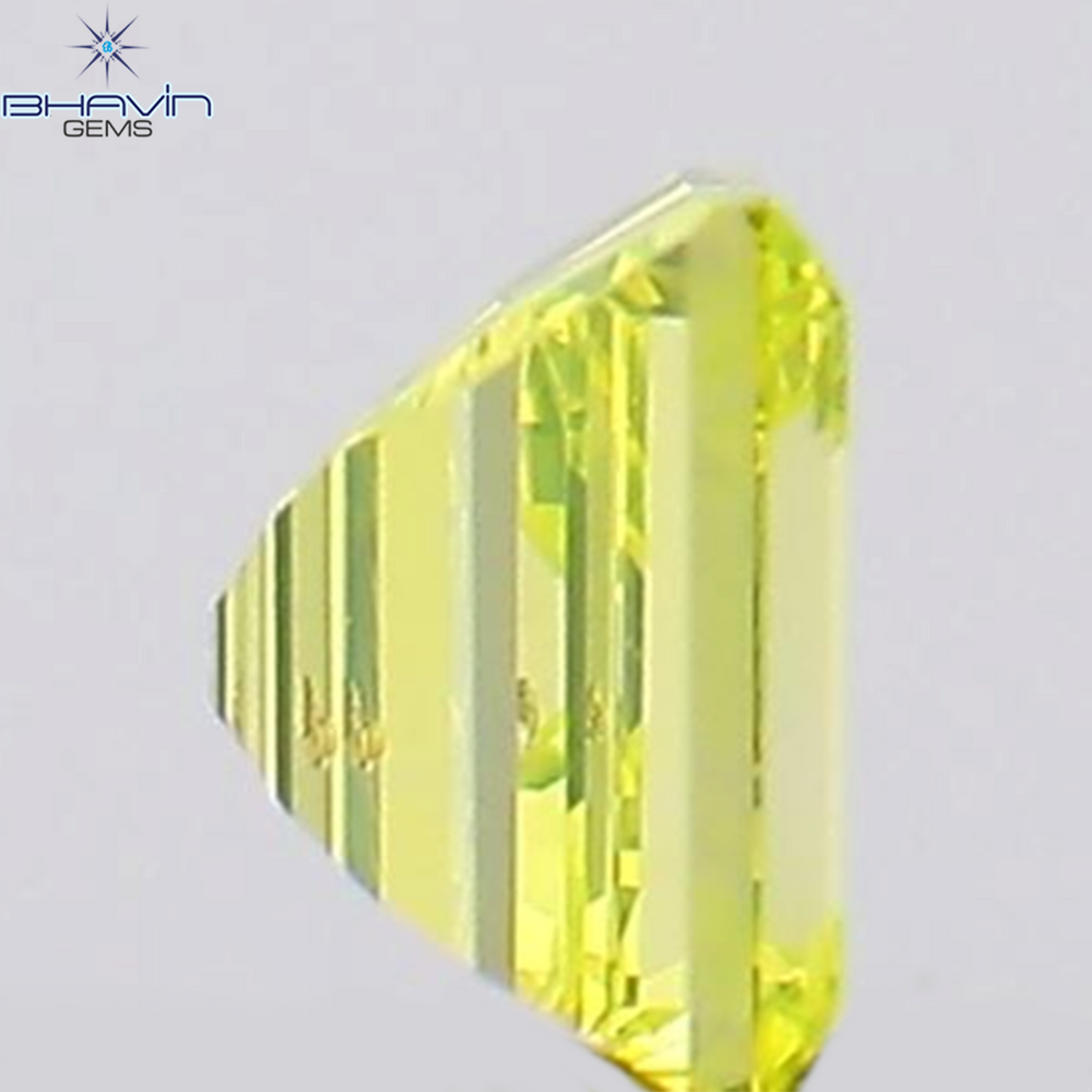 0.09 CT Square Cut Natural Diamond Enhanced Greenish Yellow Color VS2 Clarity (2.45 MM)