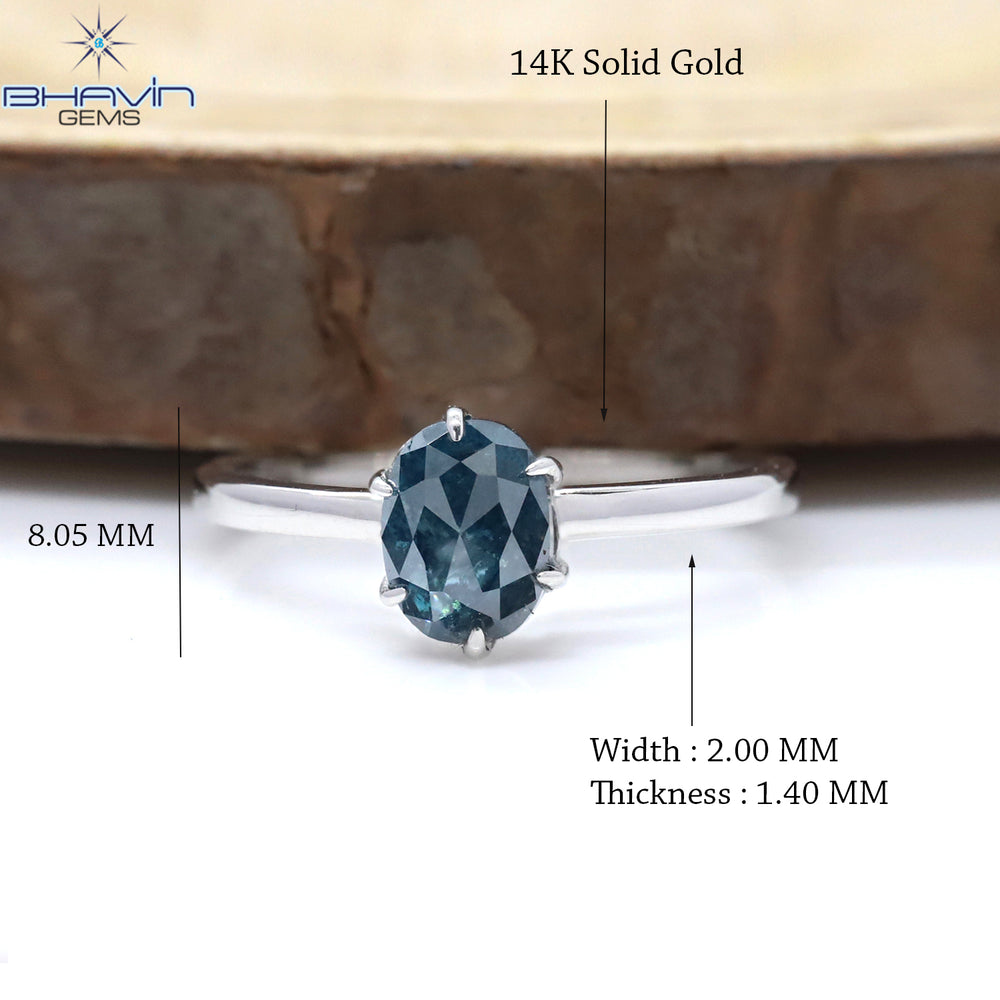 Oval Diamond Natural Diamond Ring Blue Color Gold Ring Engagement Ring
