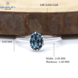 Oval Diamond Natural Diamond Ring Blue Color Gold Ring Engagement Ring