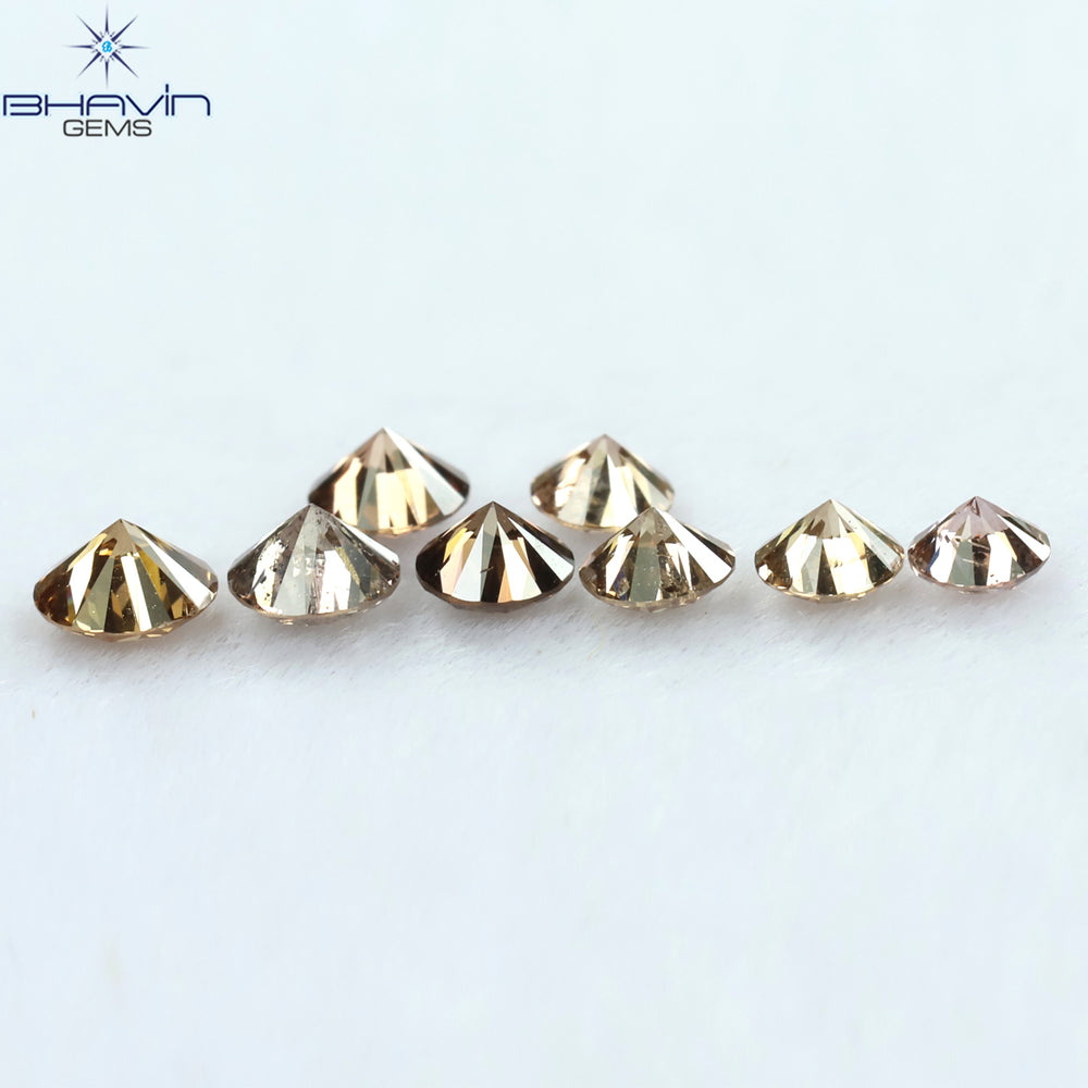 0.61 CT/8 Pcs Round Shape Natural Loose Diamond Brown Pink (Argyle) Color SI Clarity (3.15 MM)