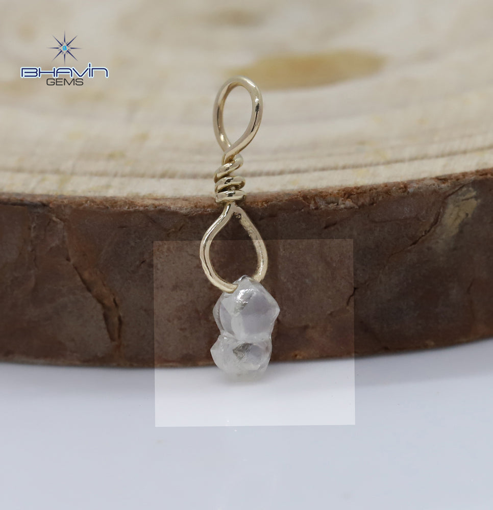 Diamond Pendant Rough Diamond White Gray Diamond Yellow Gold Pendant Bridal Necklace Pendant