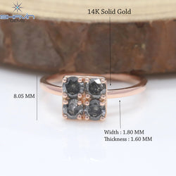 Round Diamond Salt And Pepper Diamond Natural Diamond Ring Gold Ring Engagement Ring