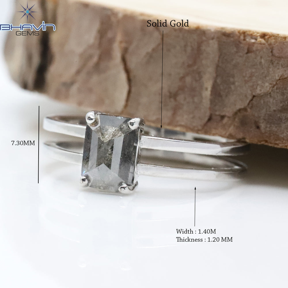 Emerald Diamond, Salt And Pepper Diamond, Natural Diamond Ring, Engagement Ring