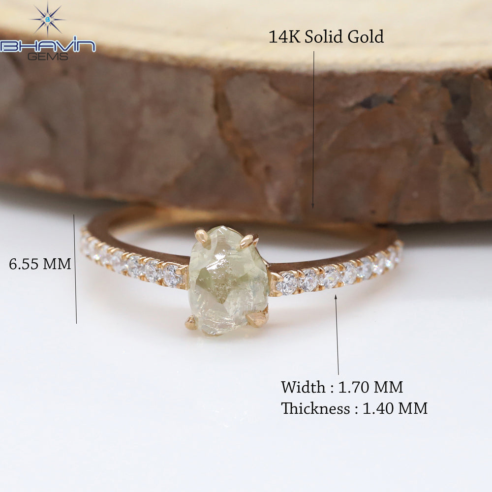 Rough Diamond Yellow Diamond Natural Diamond Ring Gold Ring Engagement Ring