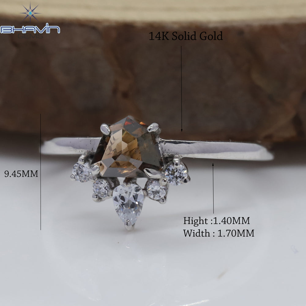 シールドダイヤ ダークブラウンダイヤ 天然ダイヤ 指輪 ゴールド 指輪 婚約指輪