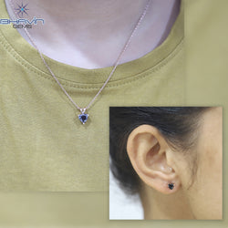 Diamond Pendant-Earring, Heart Diamond, Black Diamond, Yellow Gold, Bridal Necklace