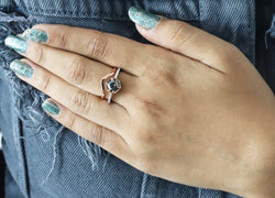 Cushion Diamond, Salt and Pepper Diamond, Natural Diamond Ring, Engagement Ring, Wedding Ring