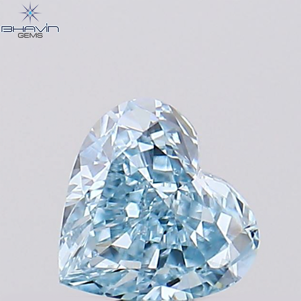 0.31 CT Heart Shape Natural Diamond Greenish Blue Color VS1 Clarity (4.40 MM)