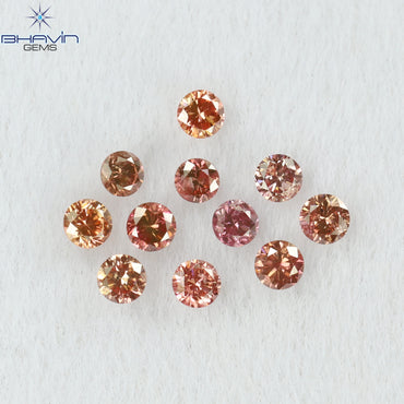 0.22 CT/11 Pcs Round Shape Natural Loose Diamond Pink Color SI Clarity (1.75 MM)