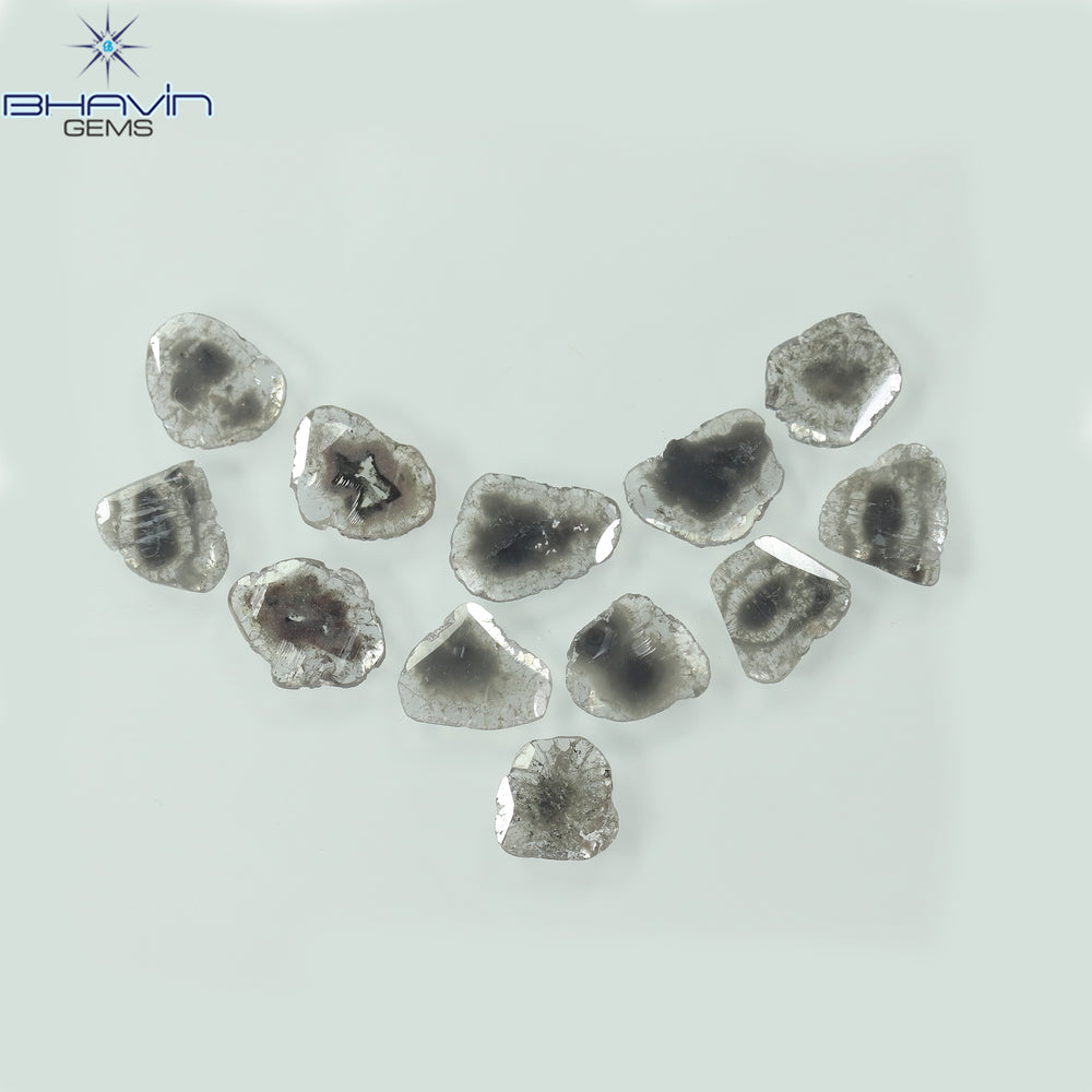 4.05 CT/12 個のスライス形状天然ダイヤモンド ソルト アンド ペッパー カラー I3 クラリティ (8.26 MM)