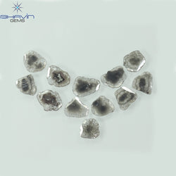 4.05 CT/12 Pcs Slice Shape Natural Diamond Salt And Pepper Color I3 Clarity (8.26 MM)