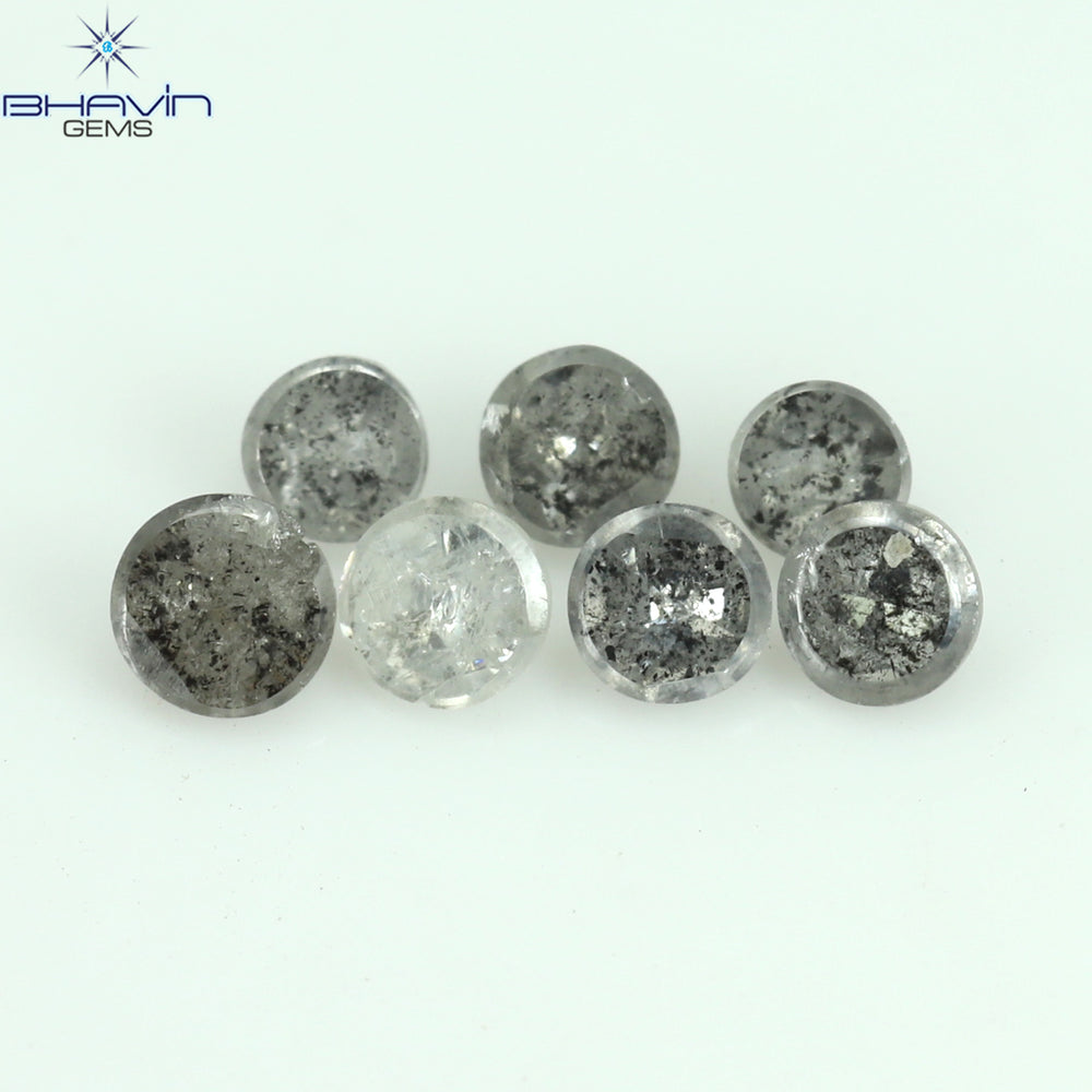 0.31 CT/7 Pcs Uncut Shape Salt And Pepper Color Natural Loose Diamond I3 Clarity (2.28 MM)