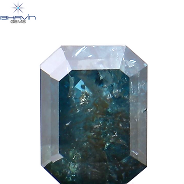 0.80 CT Emerald Shape Natural Diamond Blue Color I3 Clarity (5.72 MM)
